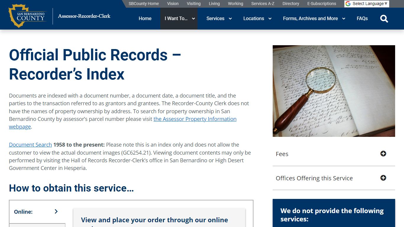 Official Public Records – Recorder’s Index – San Bernardino County ...